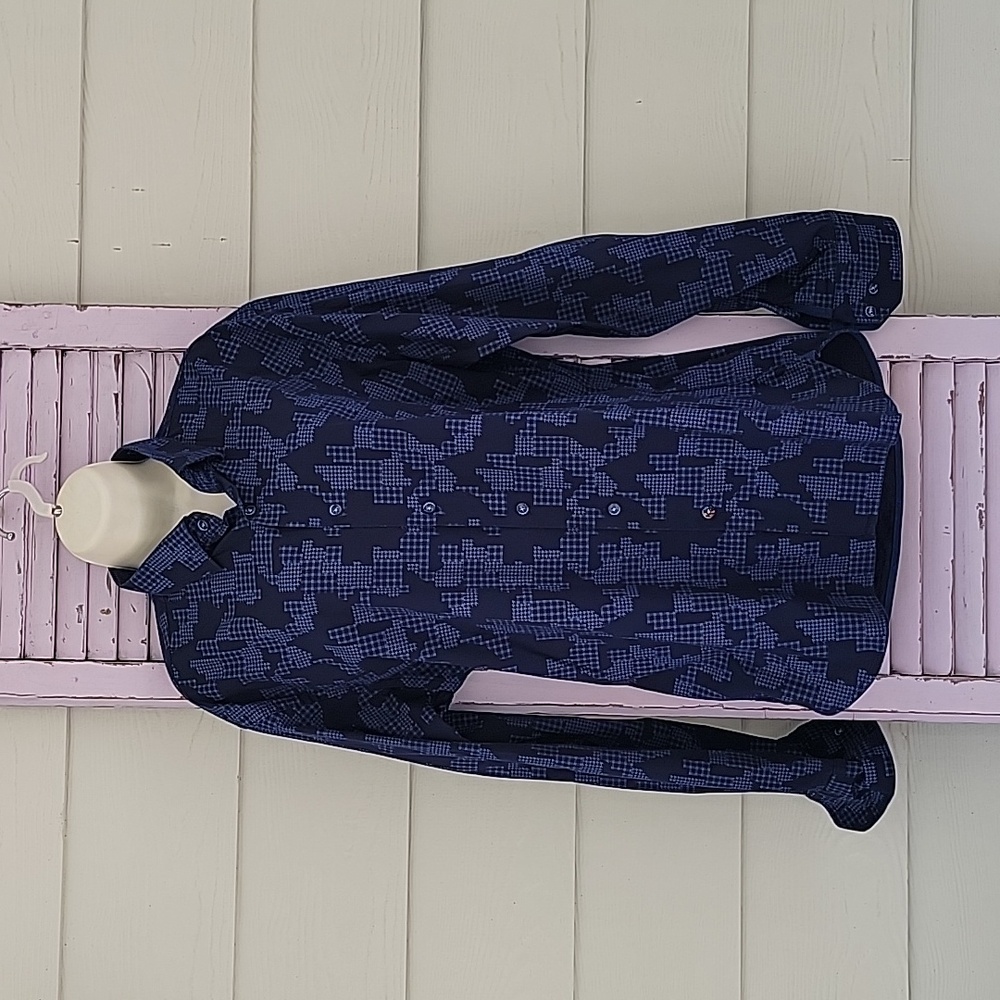 💙 LUCIANO VISCONTI BLACK LABEL Long Sleeve LS Button Down Up Shirt Blue XL NWOT